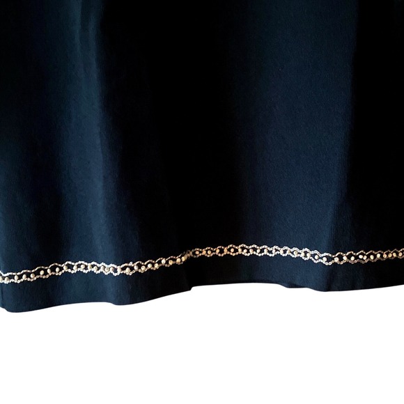 Grace Daniels Black Embellished Chain Pattern Elegant Top 3/4 Sleeve Size M EUC - Picture 5 of 8